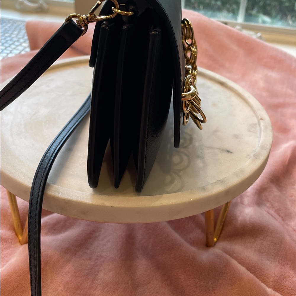 Chloe Black Crossbody Bag with Gold Chain Accent - Picture 14 of 15